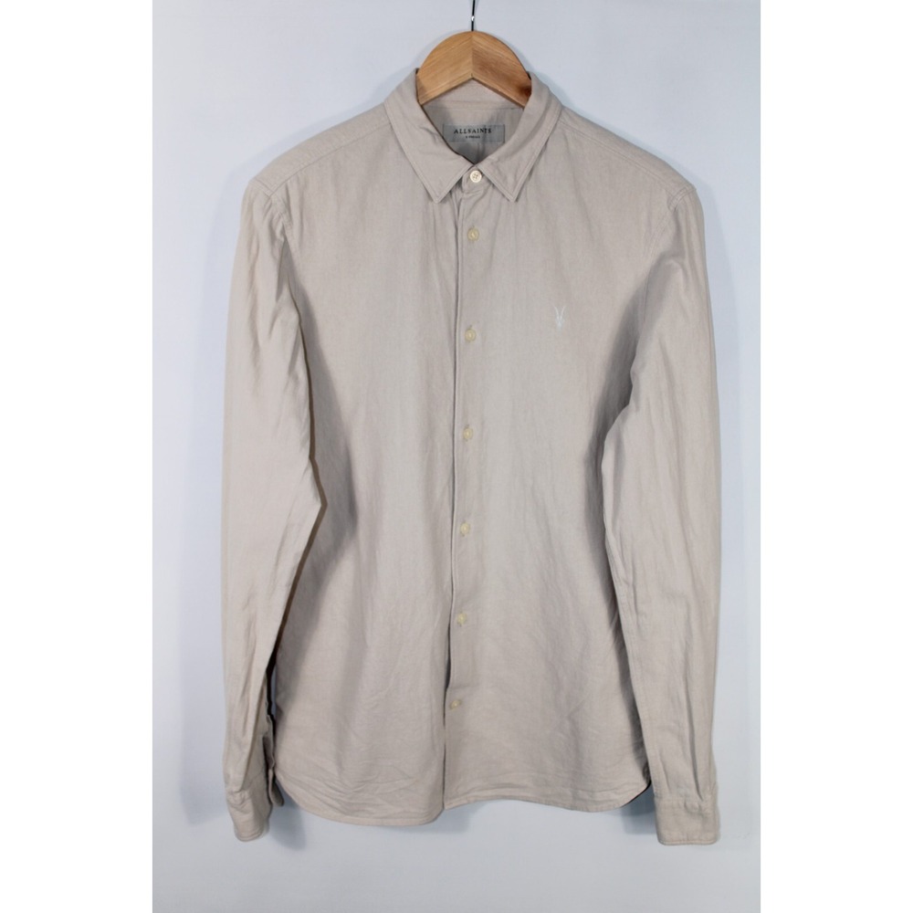 Allsaints Men's XS Beige Long Sleeve Flannel Lovell LS Shirt